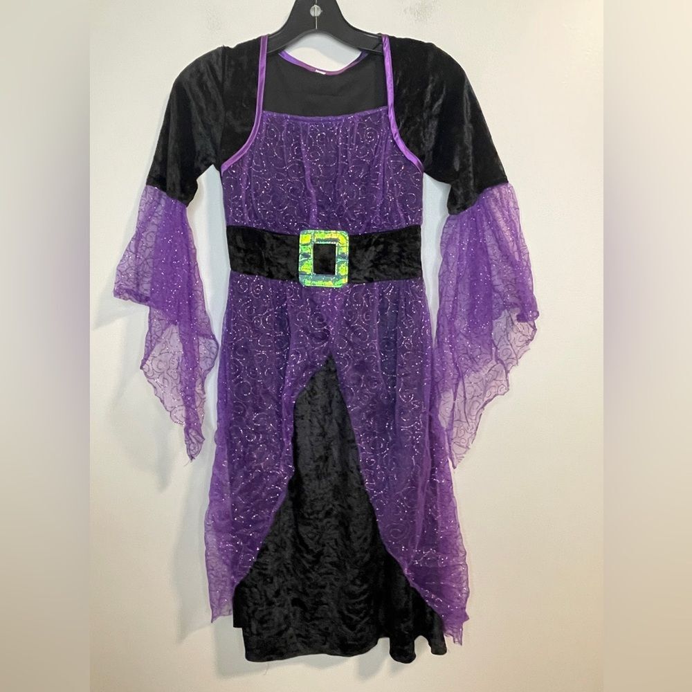Costumes USA Child Witch Sorceress Dress Costume Cosplay WITH HAT Purple black